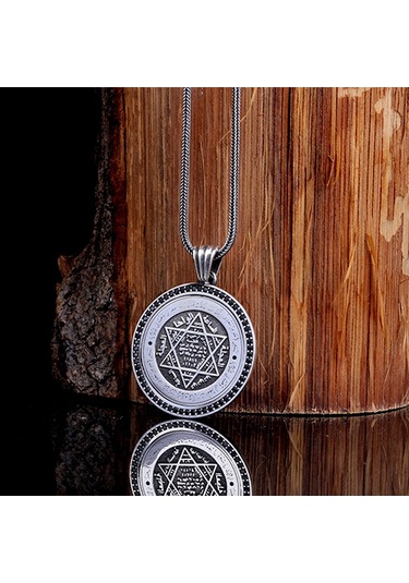 Hz Sleyman Mührü Model Madalyon Gümüş Kolye