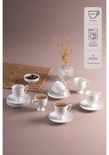 İstanbul Porselen Mahir 6 Kişilik Kahve Fincan Takımı