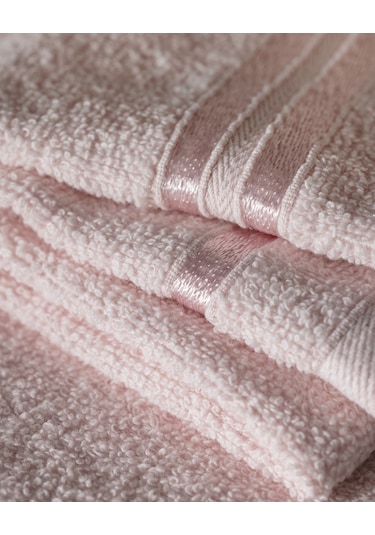 Maynor Bordürü Floşlu 2'li %100 Pamuk El Havlusu - Pudra 8684427114391 Pudra