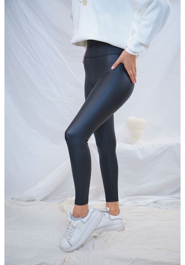 Incebelli Kadın Siyah Mat Deri Taytsiyahm Siyah