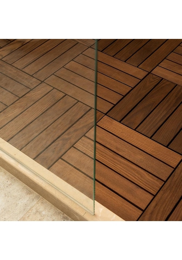Pafu Sunsoe Dişbudak Ağacı Balkon Bahçe Ahşap Yer Döşemesi Karo Deck 30x30 Cm - 10 Adet 0,9m2