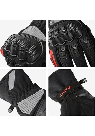 Pazly Kışlık Motosiklet Eldivenleri - Su Geçirmez, Rüzgara Dayanıklı, Dokunmatik Ekran Uyumlu, Kısa Kol Dizaynı