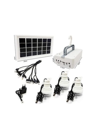 EL FENERİ ŞARJLI 1W+46 LED PROJEKTÖR GÜNEŞ PANELLİ 3 AMPULLÜ SİLV Siyah