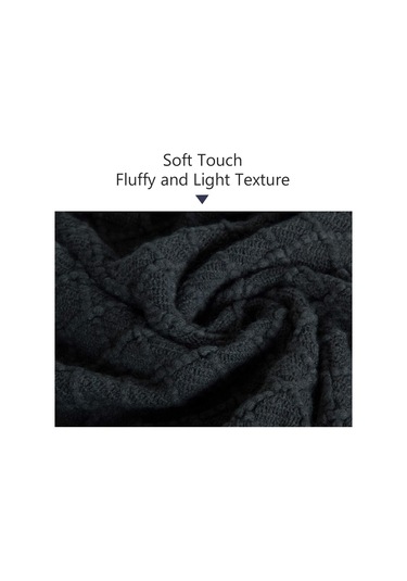 Akrilik Örme Battaniye, 47x67 İnç, Koyu Gri Kareli Diğer
