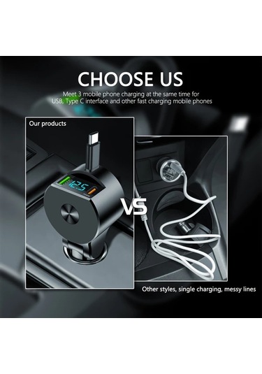 Xuweiwei Siyah Kslmıma 1 Usb 2 Pd Dijital Ekranli Tasinabilir Hizli Sarj Cihazi 12v 36v Uyumlu Cift Cikisli