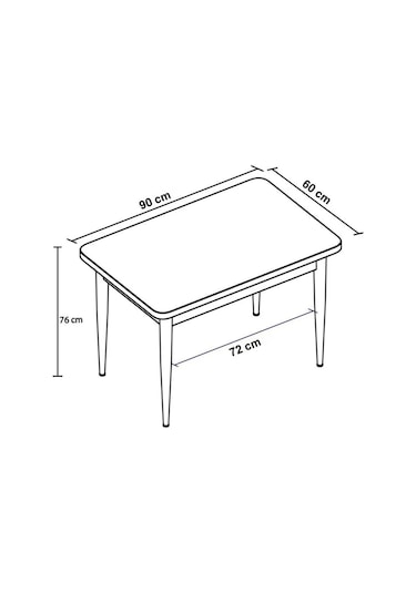 Pure Beyaz 60x90 Mdf Ahşap Ayaklı Sabit Üst Kalite Mutfak Masası, Yemek Masası, Salon Masası Beyaz