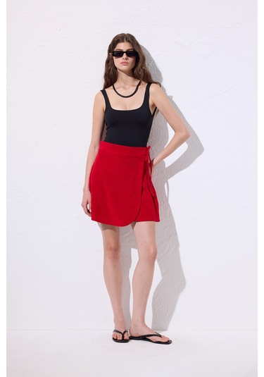 Havlu Pareo Etek Kırmızı Kırmızı