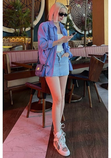Madmext Açık Mavi Mini Jean Etek Mg2099 Açık Mavi