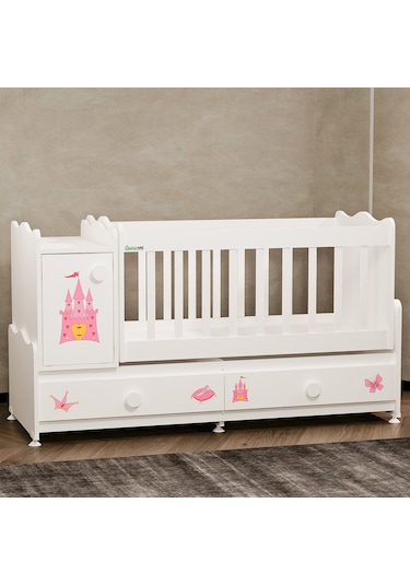 Garaj Home Pırlanta Prenses Uzayan Dolaplı Beşik Beyaz