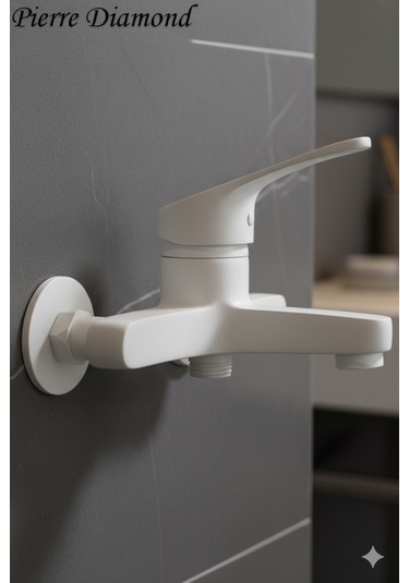 56623 Banyo Bataryası Duş Musluğu Musluk Armatür Siyah Beyaz Krom Gold Beyaz