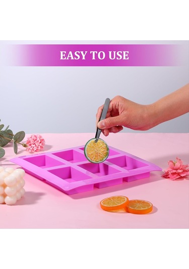 Gatherco 10'lu Paket Silikon Sabun Kalıbı, 6 Gözlü Dikdörtgen Silikon Sabun Kalıbı, Ev Yapımı El Sanatları Sabun Kalıpları Ve Çikolata Kalıpları