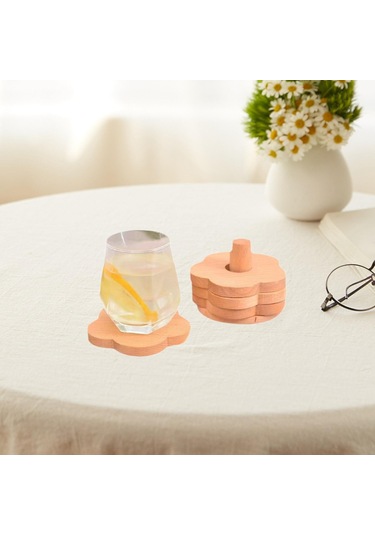 Homyl Çiçek Şekli Ahşap Bardak Altlıkları Çay Barı Için Kayın Diğer