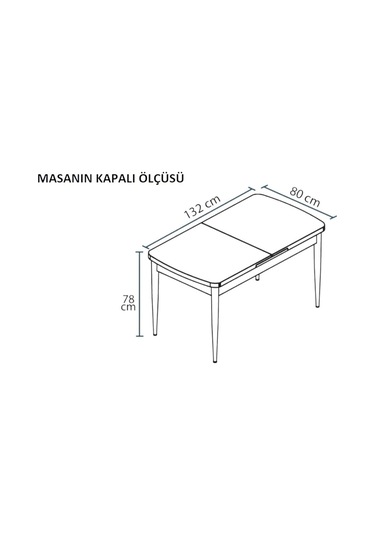 Sonata Ceviz 80 X 132 Açılabilen Mdf Masa Siyah Metal Ayaklı Mutfak Masası Takımı 6 Gri Sandalye Gri