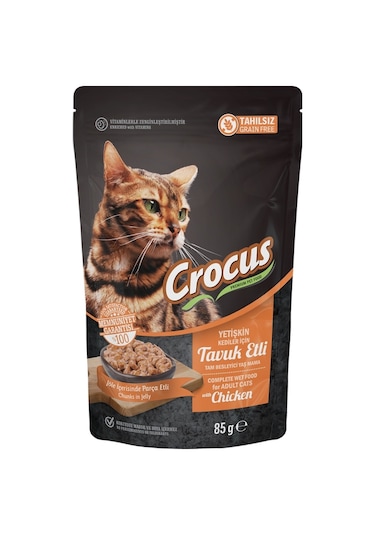Crocus Pouch Tahılsız Tavuklu Yetişkin Kedi Maması 85 G