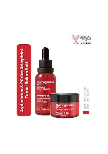 Cosmogenesis Labs Aydınlatıcı ve Pürüzsüzleştirici Temel Cilt Bakım Seti Vegan