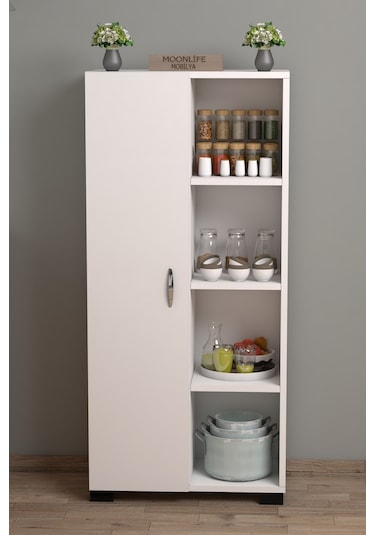 Silva Çok Amaçlı Tek Kapaklı Raflı Dolap Beyaz Beyaz