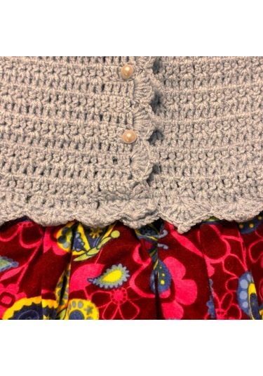 Uretti - Filiz 9248 - Kız Çocuk Örme Robalı Kelebek Desenli Pazen Kumaş Elbise 4 Yaş - Mavi Mavi