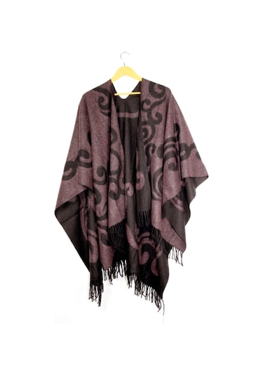 Forum Kadın Lila Çift Taraflı Omuz Şal Panço Lila