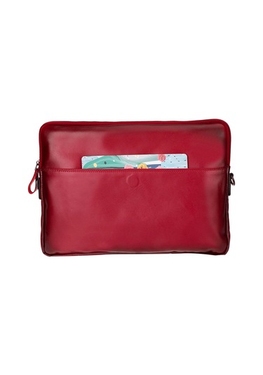 Bloomsleeve Leeds 14" Crimson Red Hakiki Deri Laptop & Tablet Kılıfı Kırmızı