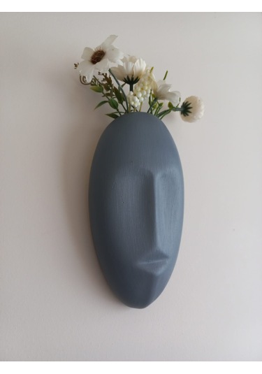 Dekoratif Mask Duvar Vazosu, Duvar Dekoru ,heykel Duvar Süsü, Gri