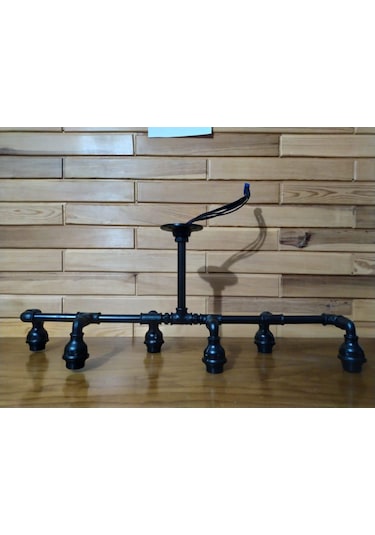 Demir Boru Sarı Ampulden, Endüstriyel Malzeme Rustik Avize Siyah