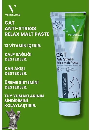 Vetdeluxe Antistress Relax Malte Sakinleştirici Tüy Yumağı Önleyici Macun 100 G
