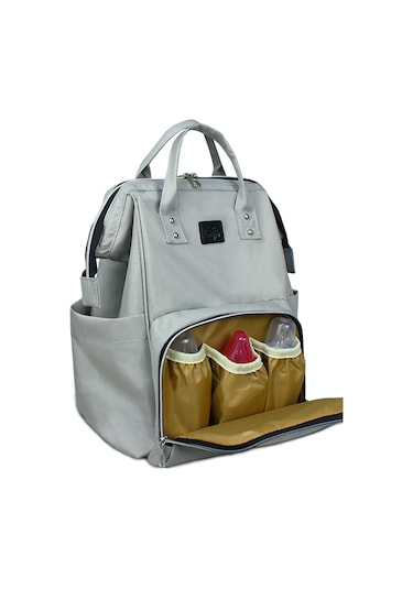 Stylo Star Anne Bebek Bakım Sırt Çantası + Termos Çanta Kül Gri