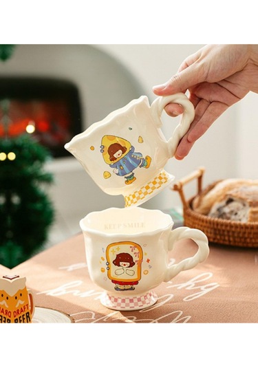 Masal Zamanı Temalı Retro Seramik Kupa 400 Ml Turuncu
