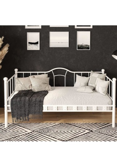 Reyo Kamelya Sedir Metal Karyola Beyaz 90x200