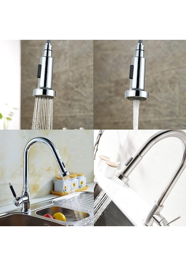 Mutfak Musluğu İçin 2 Pozisyonlu Sprey Başlığı Mutfak Musluğu Sprey Başlığı Sprey Değişimi Geri Çekilebilir Mutfak Bataryası İçin Sprey Başlığı, Krom Diğer