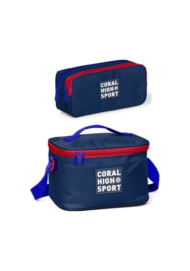 Coral High Sport Lacivert Kırmızı Beslenme Ve Kalem Çantası Okul