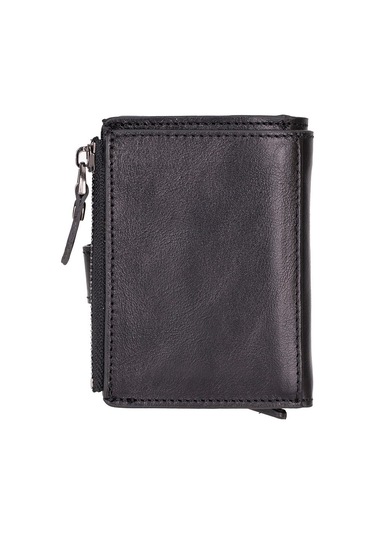 Rodos Hakiki Deri, El Yapımı, Pop-up Kartlık Cüzdan, Parlak Siyah Siyah