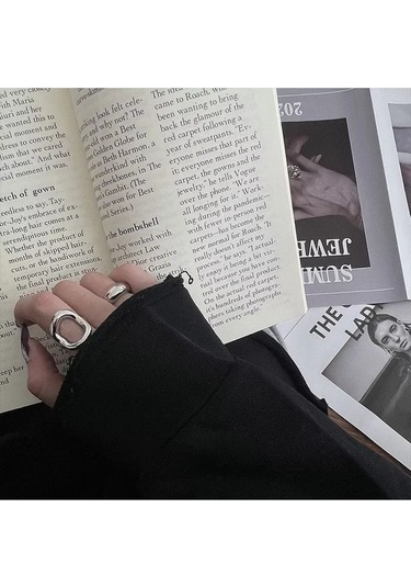 925 Ayar Gümüş Içi Boş Oval Ayarlanabilir Retro Yüzük