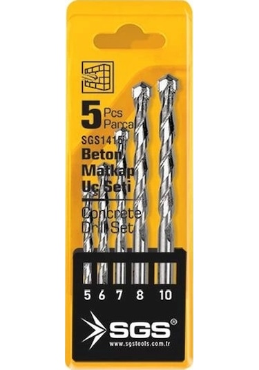 Sgs Beton Matkap Uc Seti 5 Parça