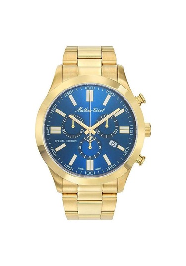 Mathey Tissot H455chpbu Swiss Made Safir Çizilmez Cam Fonksiyonlar Aktif Altın Erkek Kol Saati