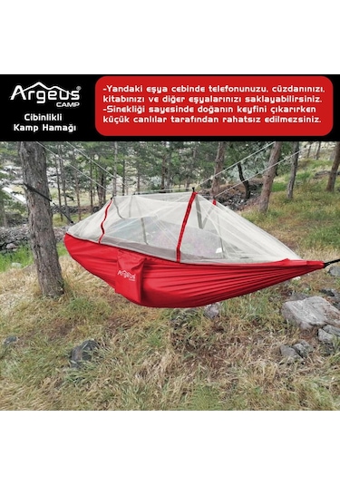Argeus Cibinlikli Kamp Hamağı Kırmızı