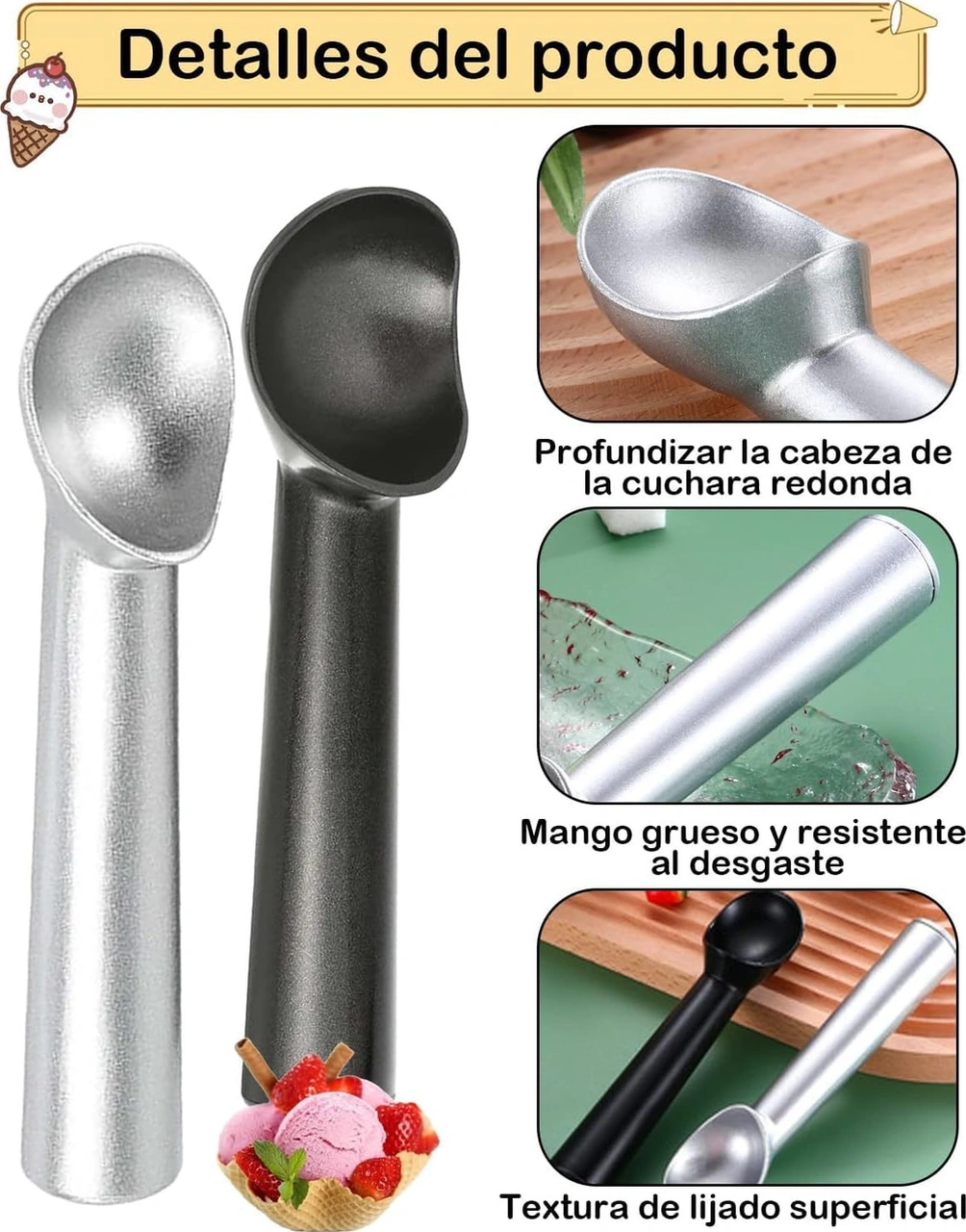 Youtek Ev Ve İş Yeri İçin 2'li Dondurma Kürücü Kasa - Meyve Ve Yemek Topu Kaçırıcı Alet Seti Siyah, Gümüş