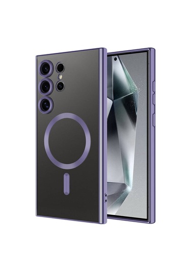 Kilifone - Samsung Uyumlu Galaxy S24 Ultra - Kılıf Kamera Korumalı Kablosuz Şarj Destekli Demre Kapak - Lila