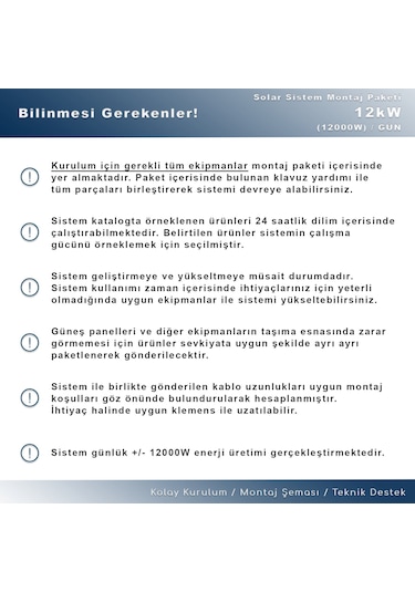Matech 12 KW Solar Paket Sistem 12000W/gün