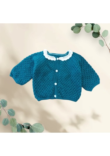 El İşi Yün Hırka Petrol Yeşili