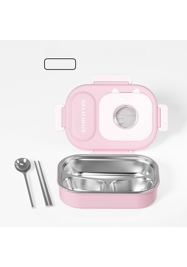 316 Paslanmaz Çelik Yalıtımlı Öğle Yemeği Kutusu Kullanışlı Öğle Yemeği Kutusu Üç Bölmeli Pembe