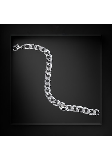 Çelik Bileklik Örgü Zincir Model 0.7 Mm Uzunluk 21 Cm Gümüş Silver Gümüş