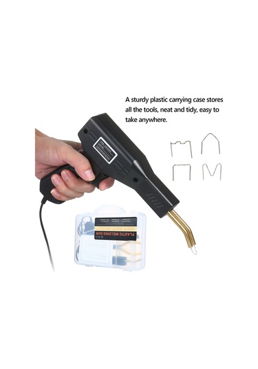 Hangfox Plastik Araba Tampon Tamir Seti: 50w Kaynak Makinesi + 200 Çivi + Teski + Pense, Kutu Paketi, Avrupa Standartı 220v Kırmızı