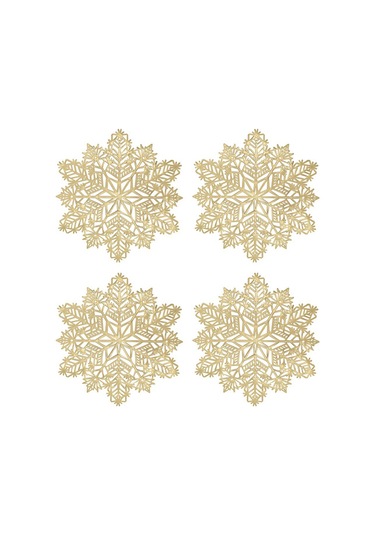 Kar Tanesi Amerikan Servisleri Süslemeleri Kırmızı Kar Tanesi Amerikan Servisleri B Altın