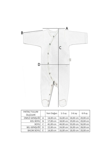 Boumini Yeni Doğan Patikli Bebek Tulumu 0-6 Ay Mavi Tembel Hayvan