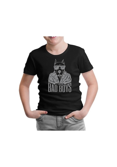 Bad Boys Pitbull Dog Siyah Çocuk Tshirt 001