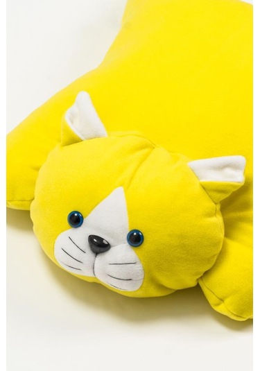 Sevimli Ve Yumuşak Kedi Minder Sarı