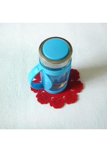 Homyl 4 Adet 15cmx15cm Güller Bardak Altlığı Mat Kaymaz Ped Acı Kahverengi