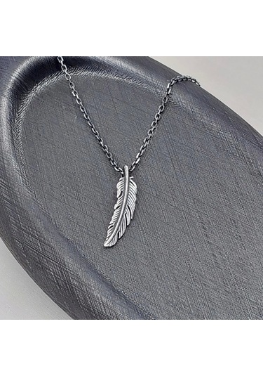 İpek Silver 925 Ayar Gümüş Tüy Unisex Kolye Gümüş