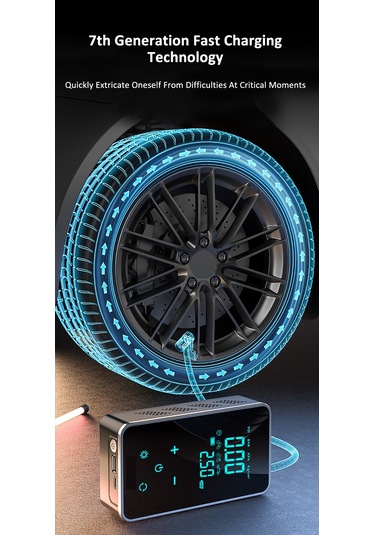 Vkemall St-9616a Arabalı Dokunmatik Hava Kompresörü - 12v Tekerlek Şişirici, 3 Metre Kablolu, 150psı, 16l/dakika